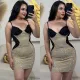 Sexy suspender rhinestone dress, women's fashionable hip hugging short skirt, evening gown