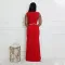 Fashionable round neck sleeveless rhinestone dress with a feminine touch, high slit evening gown, long skirt