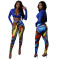 Fashionable and sexy printed two-piece set