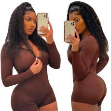Fashionable and sexy low cut slit slim fit jumpsuit