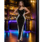 Fashion women's rhinestone V-neck dress, long skirt, new