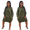 Fashionable solid color long sleeved dress with a large display