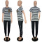 Fashion black and white striped casual sports suit