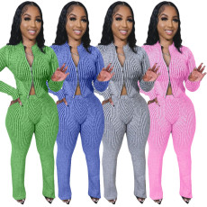 Knitted sweater double-sided zipper fashionable casual set