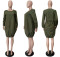 Fashionable solid color long sleeved dress with a large display