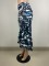 Popular fashion camouflage+palm print ruffle edge skirt