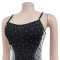 Fashion women's rhinestone V-neck dress, long skirt, new
