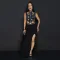 Fashionable round neck sleeveless rhinestone dress with a feminine touch, high slit evening gown, long skirt