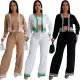 Hot selling knitted cardigan striped patchwork casual set (3-piece set)