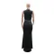 Fashionable round neck sleeveless rhinestone dress with a feminine touch, high slit evening gown, long skirt