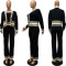 Hot selling knitted cardigan striped patchwork casual set (3-piece set)