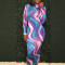 Colorful printed long sleeved slim fit dress