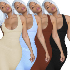 U-neck camisole tight fitting dress