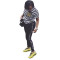 Fashion black and white striped casual sports suit