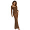 Fashionable women's rhinestone long sleeved one neck dress