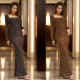 Fashionable women's rhinestone long sleeved one neck dress