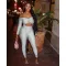 Collar twisted hollow exposed navel sexy high waisted long sleeved jumpsuit