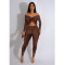 Collar twisted hollow exposed navel sexy high waisted long sleeved jumpsuit