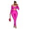 Collar twisted hollow exposed navel sexy high waisted long sleeved jumpsuit