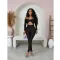 Collar twisted hollow exposed navel sexy high waisted long sleeved jumpsuit