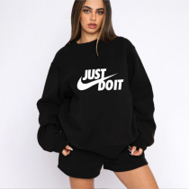 Fashion casual suit embroidered loose long sleeved sweatshirt two-piece set