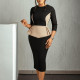 New fashionable and elegant color blocked OL Tunle hip hugging foreign trade dress