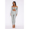 Collar twisted hollow exposed navel sexy high waisted long sleeved jumpsuit