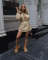 Spring and Autumn Drawstring Waist Mid length Windbreaker Women's Fashion Loose Casual Work Dress