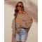 Versatile striped knitted sweater for women, loose shoulder hanging bat long sleeved top