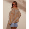 Versatile striped knitted sweater for women, loose shoulder hanging bat long sleeved top
