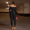 Collar twisted hollow exposed navel sexy high waisted long sleeved jumpsuit