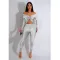 Collar twisted hollow exposed navel sexy high waisted long sleeved jumpsuit