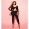 Collar twisted hollow exposed navel sexy high waisted long sleeved jumpsuit
