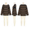 Versatile striped knitted sweater for women, loose shoulder hanging bat long sleeved top