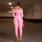 Collar twisted hollow exposed navel sexy high waisted long sleeved jumpsuit