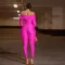 Collar twisted hollow exposed navel sexy high waisted long sleeved jumpsuit