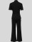 Women's casual and fashionable color blocking patchwork zipper pocket long sleeved pants sportswear