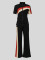 Women's casual and fashionable color blocking patchwork zipper pocket long sleeved pants sportswear