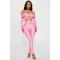 Collar twisted hollow exposed navel sexy high waisted long sleeved jumpsuit