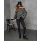 Versatile striped knitted sweater for women, loose shoulder hanging bat long sleeved top