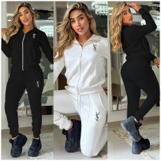 Autumn and Winter Fashion Leisure Sports Set Embroidered Embossed Thread Two Piece Set
