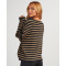 Versatile striped knitted sweater for women, loose shoulder hanging bat long sleeved top