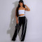 Spring and Autumn Casual Elastic Waist Splicing Pants Fashion Street Multi Pocket Sports Straight Leg Pants