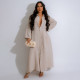 Spring and Autumn Casual Collar Comfortable Dress Fashion Long Sleeve Pocket Single breasted Shirt Dress