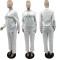 Fashionable and sexy long sleeved embossed set with embroidered pockets and wide legs, two-piece set