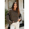 Versatile striped knitted sweater for women, loose shoulder hanging bat long sleeved top