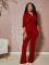 Fashion velvet lapel long sleeved button up shirt slim fit micro flared pants set