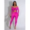 Collar twisted hollow exposed navel sexy high waisted long sleeved jumpsuit