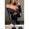 Collar twisted hollow exposed navel sexy high waisted long sleeved jumpsuit