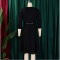 Fashionable V-neck solid color large skirt high waisted  dress